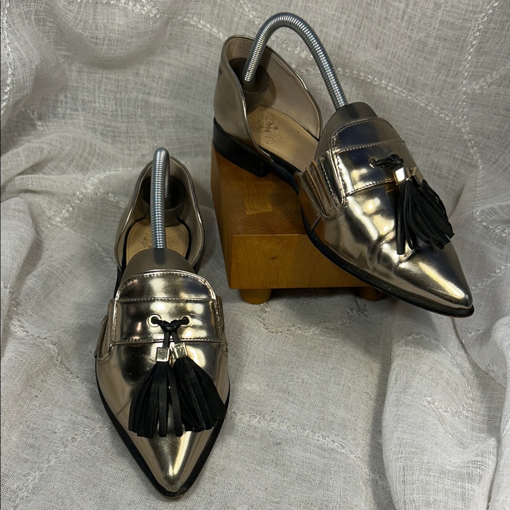 Vince Camuto leather slide ins with tassels